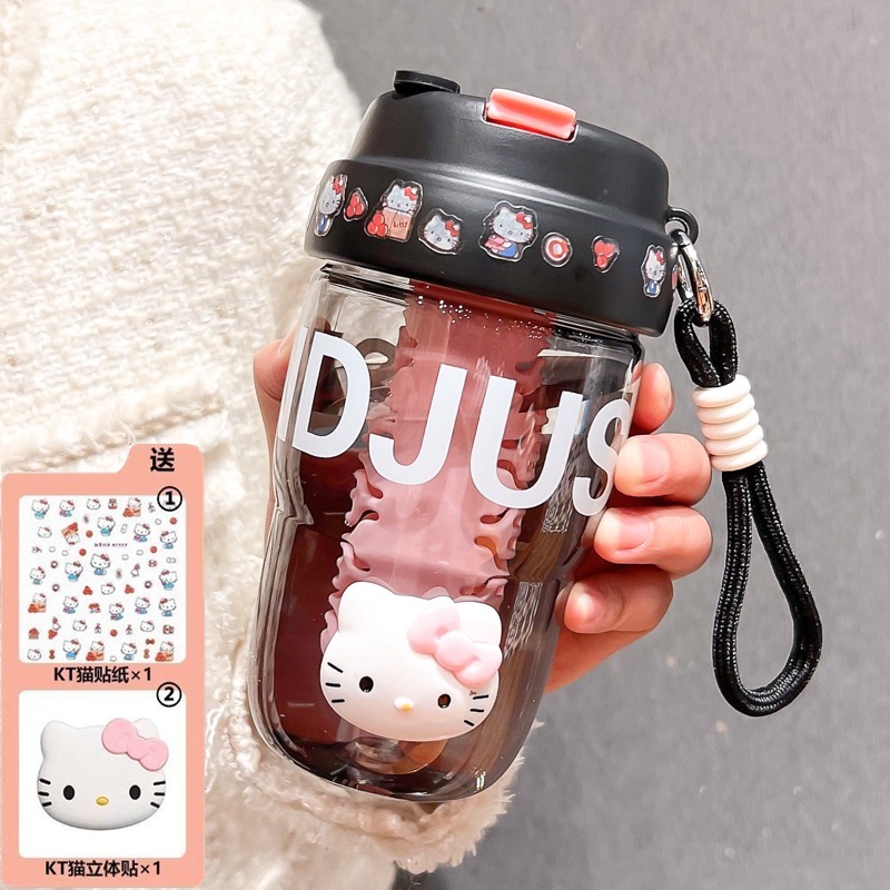2025 New High-Value Water Bottle for Girls with Straw, Cute Student Cup, Popular Summer Portable Cup