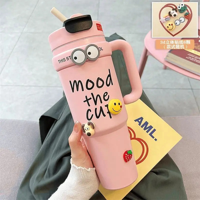 Minimalist Large Capacity Thermos with Handle Giant 316 Double Drink Ice Cup High Appearance Men and Women Straw Water Bottle