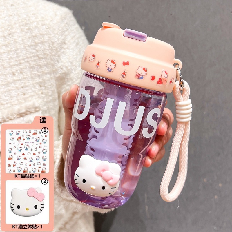 2025 New High-Value Water Bottle for Girls with Straw, Cute Student Cup, Popular Summer Portable Cup