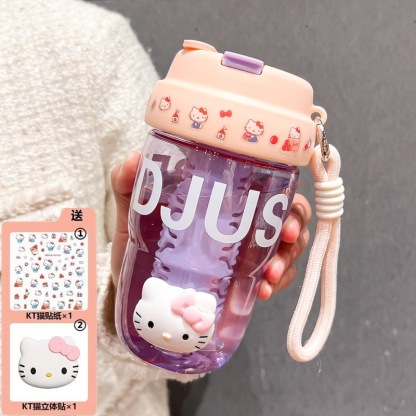2025 New High-Value Water Bottle for Girls with Straw, Cute Student Cup, Popular Summer Portable Cup
