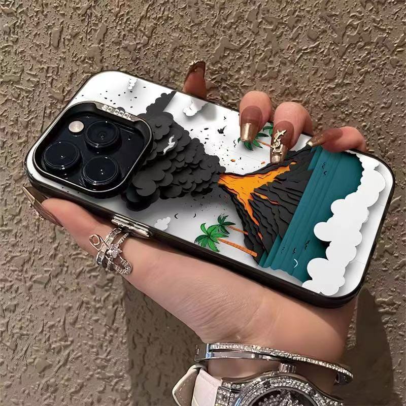 Volcanic Eruption Compatible with Apple 16 Pro Max Phone Case Personalized Energy Case iPhone 15/14/13 Text 12