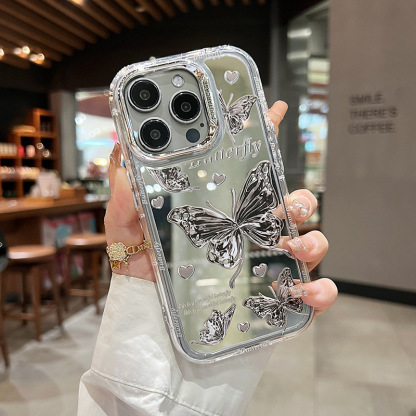Compatible Apple 16 Pro Max Phone Case iPhone 14 New Mirror Butterfly 13 Bracelet 12 PM Simple 15 Women