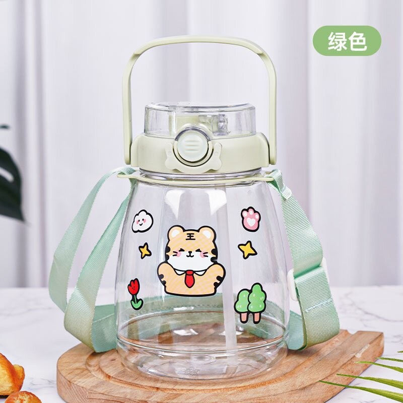 Big Belly Cup Double Drinking Cup Portable Carrying Pot Large Capacity Cute Ton Barrels Men and Women Student Trendy Plastic Cup