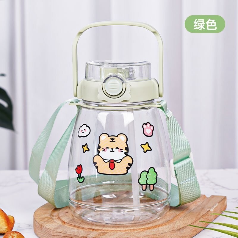 Big Belly Cup Double Drinking Cup Portable Carrying Pot Large Capacity Cute Ton Barrels Men and Women Student Trendy Plastic Cup