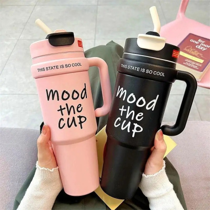 Minimalist Large Capacity Thermos with Handle Giant 316 Double Drink Ice Cup High Appearance Men and Women Straw Water Bottle