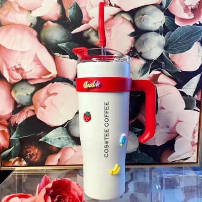 Jingshun Factory Direct Cross-Border High-Value Ice Cup Giant Large Capacity with Handle and Straw Water Cup Ice Cup