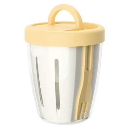 Cute Fruit Cup Breakfast Salad Cup Portable Picnic with Fork Double-layer Draining Cup Multi-purpose Fruit Cup
