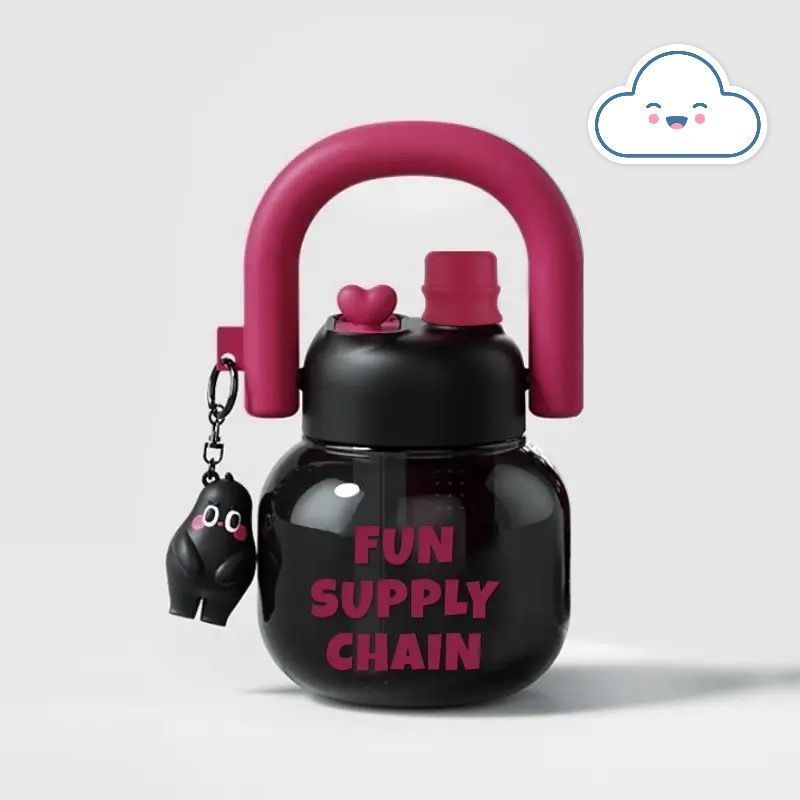 Big Belly Cup Double Drinking Cup Portable Carrying Pot Large Capacity Cute Ton Barrels Men and Women Student Trendy Plastic Cup