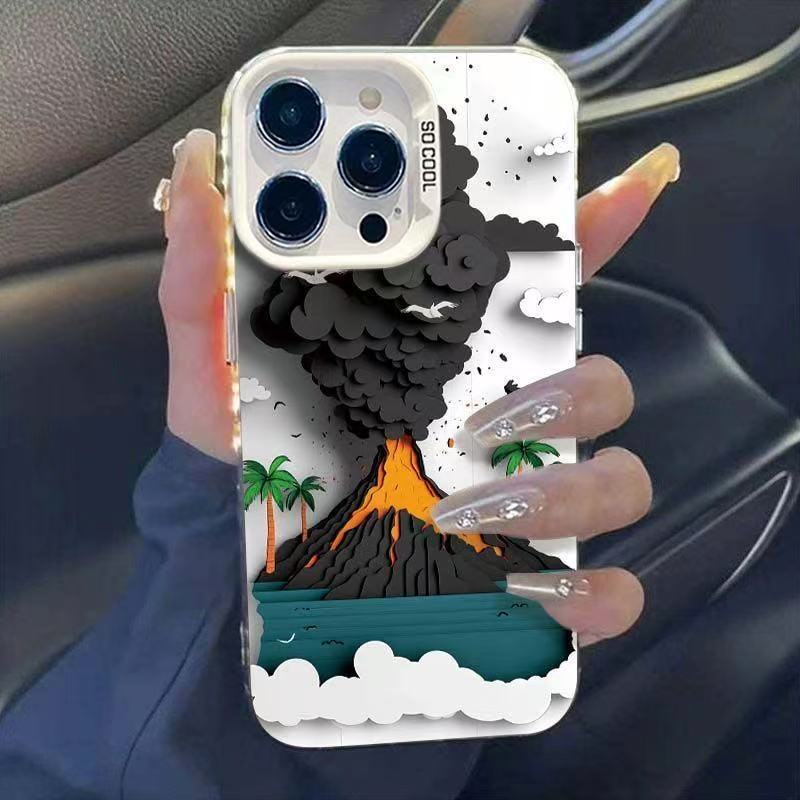 Volcanic Eruption Compatible with Apple 16 Pro Max Phone Case Personalized Energy Case iPhone 15/14/13 Text 12