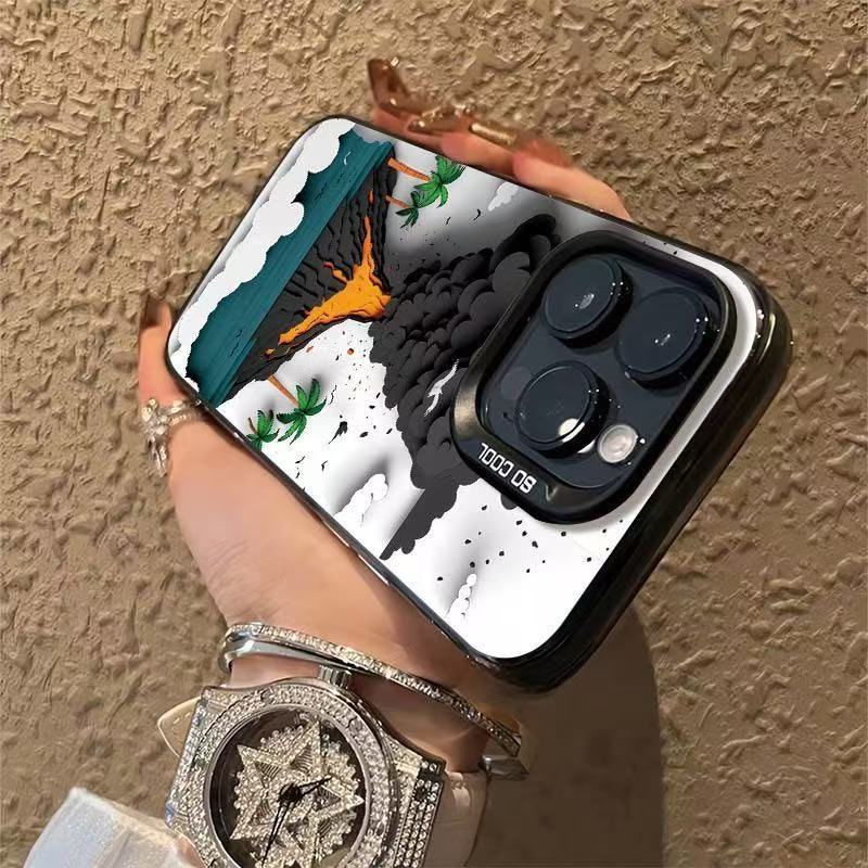 Volcanic Eruption Compatible with Apple 16 Pro Max Phone Case Personalized Energy Case iPhone 15/14/13 Text 12