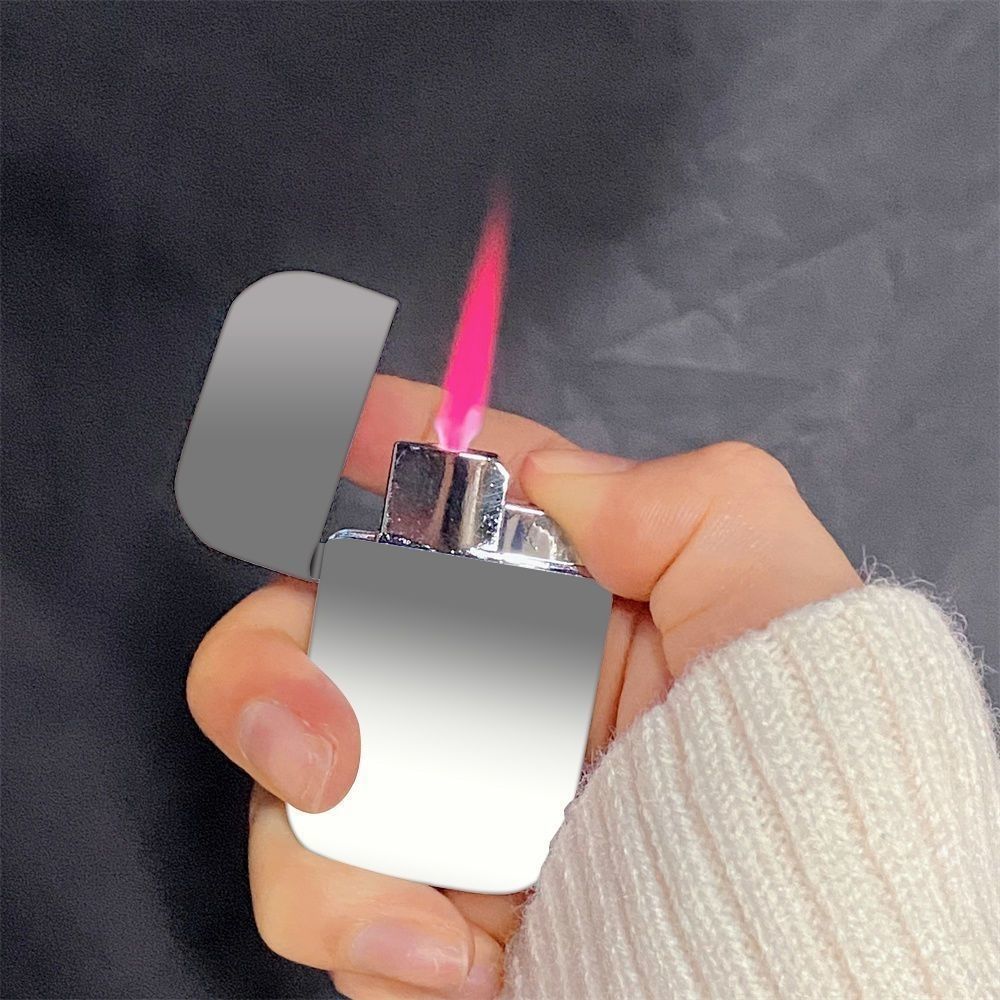 New Gradient Flame Inflatable Windproof Lighter Metal TikTok Internet Celebrity Creative Gift for Boyfriend or Girlfriend Cigarette Lighter Dropshipping