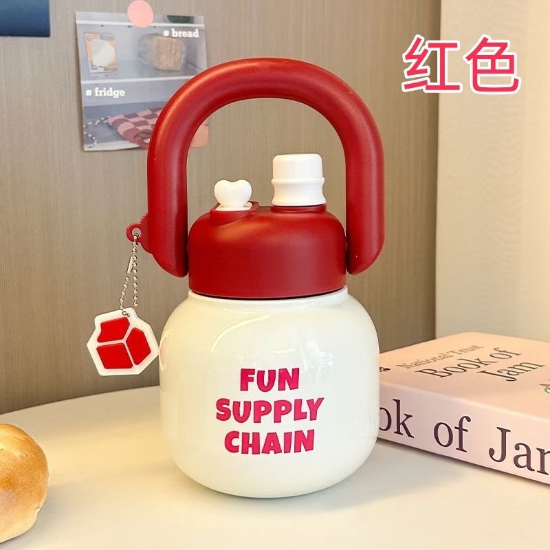 Big Belly Cup Double Drinking Cup Portable Carrying Pot Large Capacity Cute Ton Barrels Men and Women Student Trendy Plastic Cup