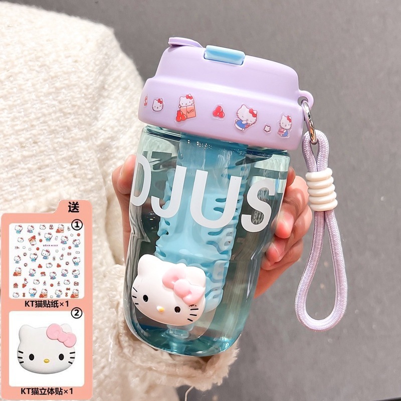 2025 New High-Value Water Bottle for Girls with Straw, Cute Student Cup, Popular Summer Portable Cup