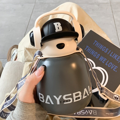 √ Cute Children's Insulated Cup High Appearance 316 Straw Water Bottle for Girls Students Internet Celebrity Stainless Steel Cup