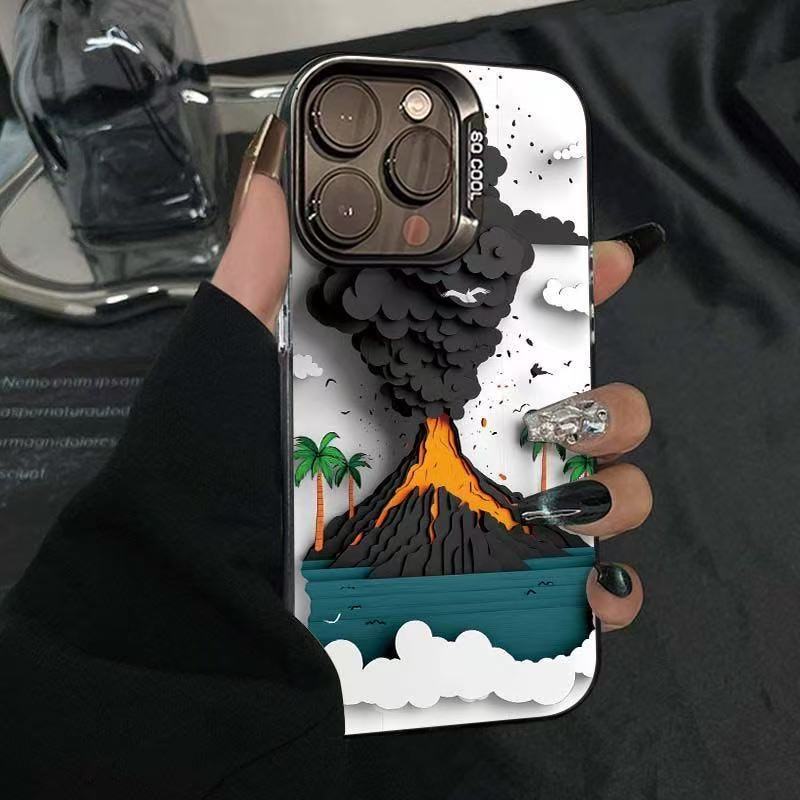 Volcanic Eruption Compatible with Apple 16 Pro Max Phone Case Personalized Energy Case iPhone 15/14/13 Text 12