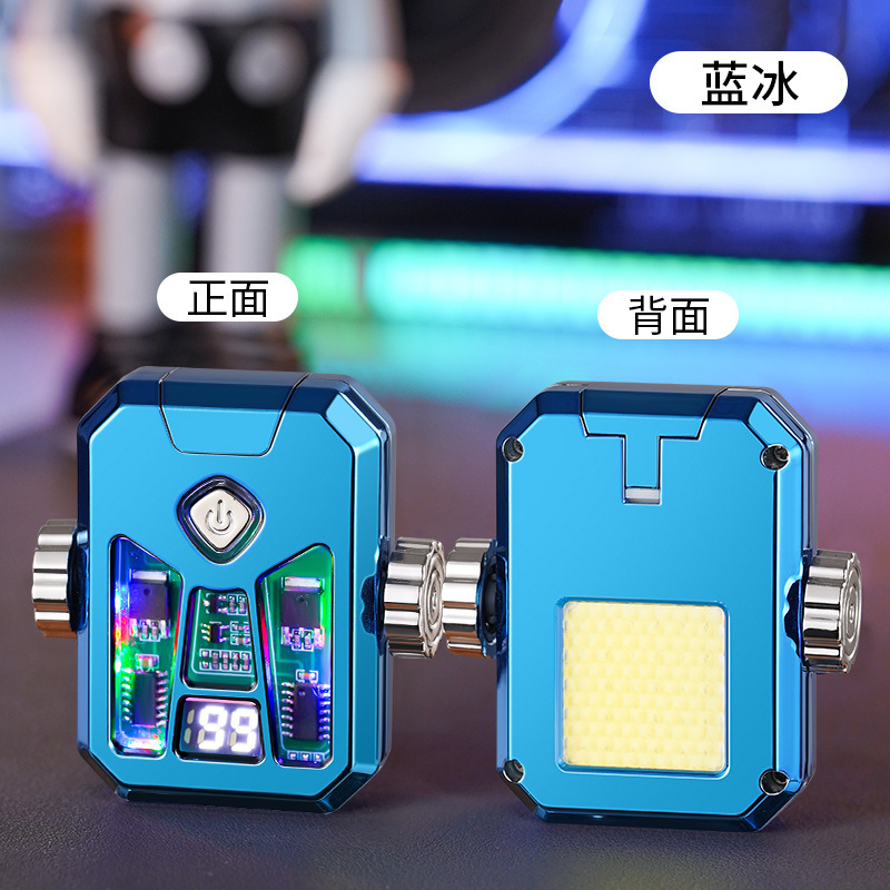 New Dual Arc Fidget Spinner Stress Relief Lighter with COB Lighting Cool Colorful Lights TikTok Hot Sale