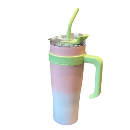Jingshun Factory Direct Cross-Border High-Value Ice Cup Giant Large Capacity with Handle and Straw Water Cup Ice Cup