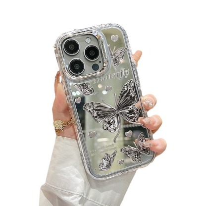 Compatible Apple 16 Pro Max Phone Case iPhone 14 New Mirror Butterfly 13 Bracelet 12 PM Simple 15 Women