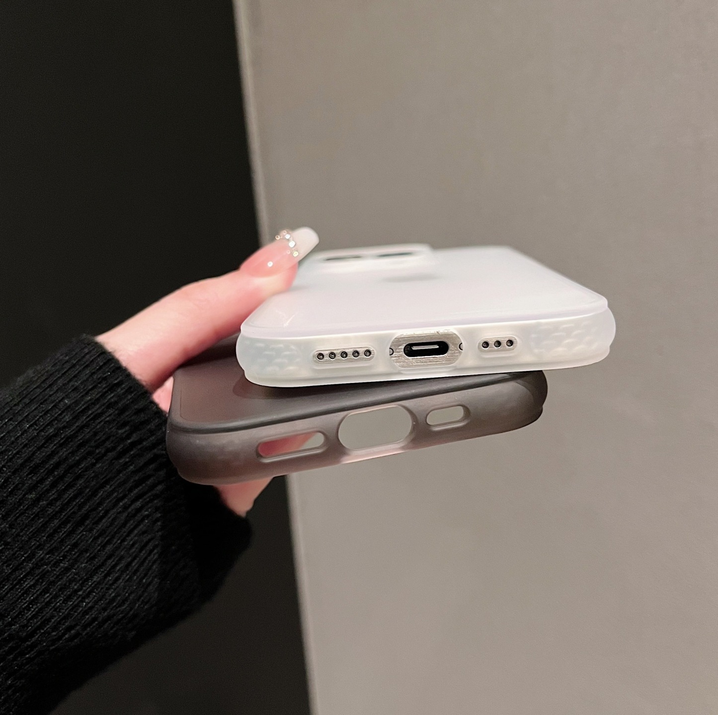 Minimalist Strap Texture Skin Feel Compatible with Apple 16/15 Pro Phone Case Transparent Solid Color iPhone 14/13P Full Coverage