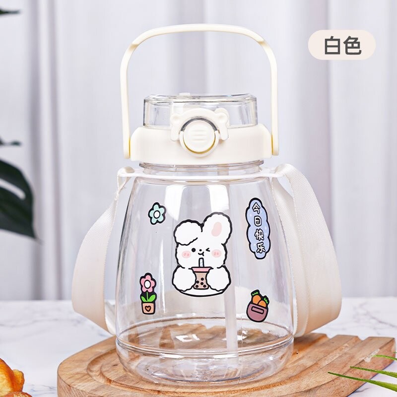 Big Belly Cup Double Drinking Cup Portable Carrying Pot Large Capacity Cute Ton Barrels Men and Women Student Trendy Plastic Cup