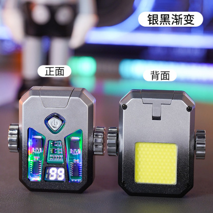 New Dual Arc Fidget Spinner Stress Relief Lighter with COB Lighting Cool Colorful Lights TikTok Hot Sale