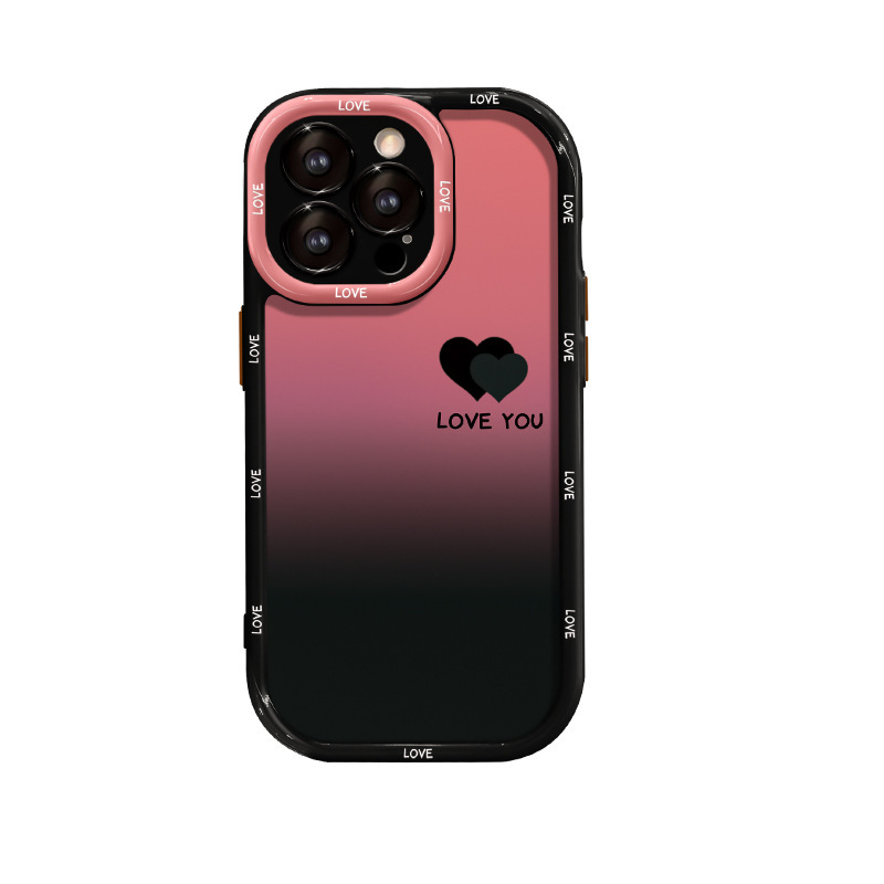 Gradient Love for Apple 16pro Phone Case 15 Acrylic 14 Fine Hole All-Inclusive Drop-Resistant 13 Advanced Sense 7/8