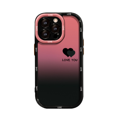 Gradient Love for Apple 16pro Phone Case 15 Acrylic 14 Fine Hole All-Inclusive Drop-Resistant 13 Advanced Sense 7/8