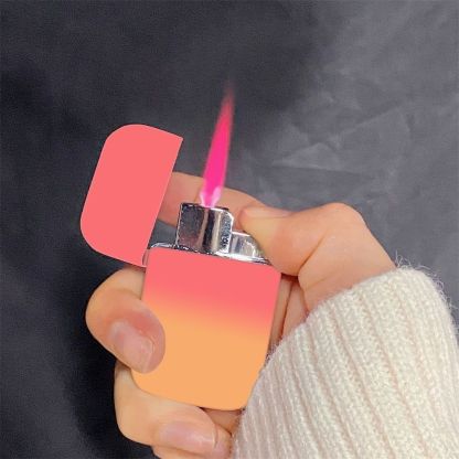 New Gradient Flame Inflatable Windproof Lighter Metal TikTok Internet Celebrity Creative Gift for Boyfriend or Girlfriend Cigarette Lighter Dropshipping