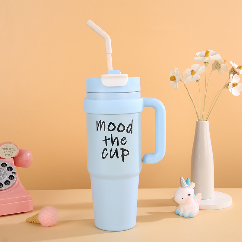 Giant Insulated Cup for Girls, High Capacity, Cute Pattern, Ice Cup, 2024 New Straw Cup