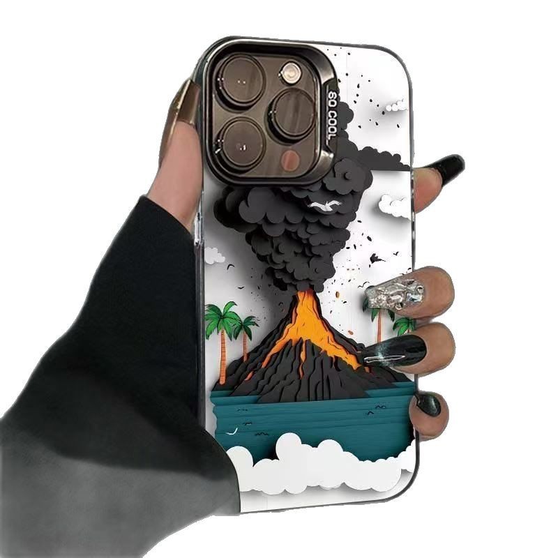 Volcanic Eruption Compatible with Apple 16 Pro Max Phone Case Personalized Energy Case iPhone 15/14/13 Text 12