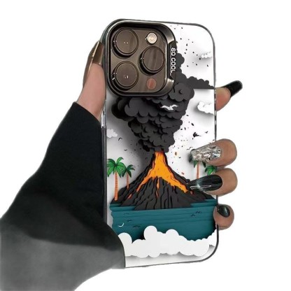 Volcanic Eruption Compatible with Apple 16 Pro Max Phone Case Personalized Energy Case iPhone 15/14/13 Text 12