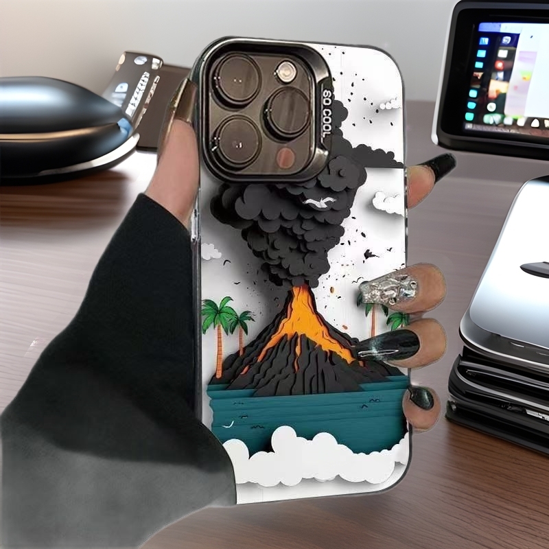 Volcanic Eruption Compatible with Apple 16 Pro Max Phone Case Personalized Energy Case iPhone 15/14/13 Text 12