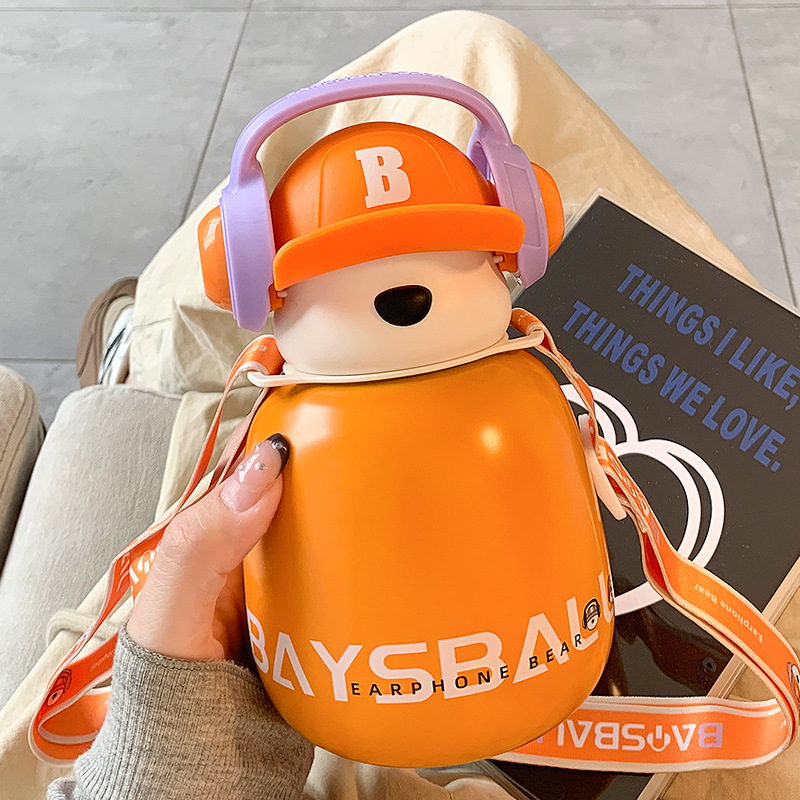 √ Cute Children's Insulated Cup High Appearance 316 Straw Water Bottle for Girls Students Internet Celebrity Stainless Steel Cup
