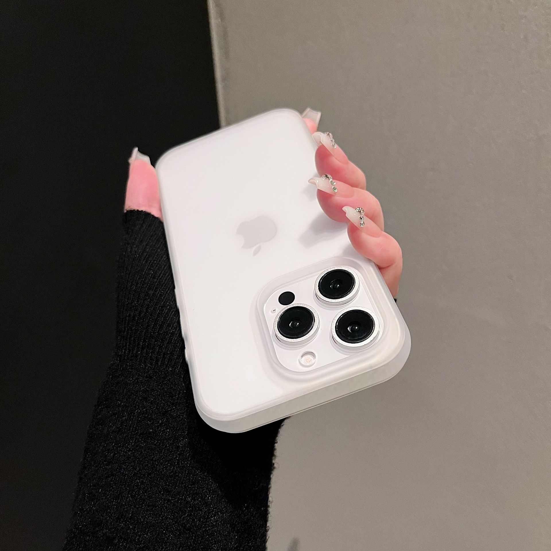 Minimalist Strap Texture Skin Feel Compatible with Apple 16/15 Pro Phone Case Transparent Solid Color iPhone 14/13P Full Coverage