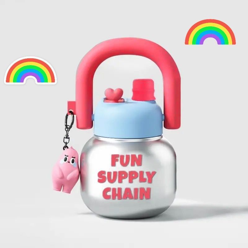 Big Belly Cup Double Drinking Cup Portable Carrying Pot Large Capacity Cute Ton Barrels Men and Women Student Trendy Plastic Cup