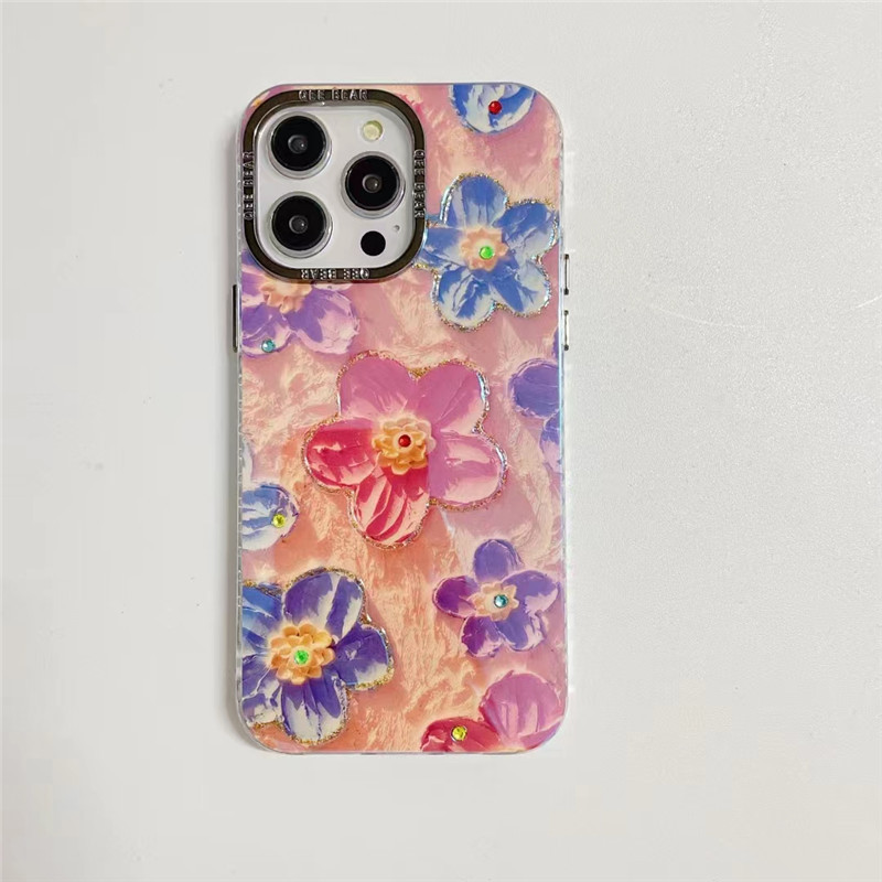 Oil Painting Huahai for Iphone15promax Phone Case Rainbow Luxury Rhinestone Apple 14 Drop-Resistant Protective Case