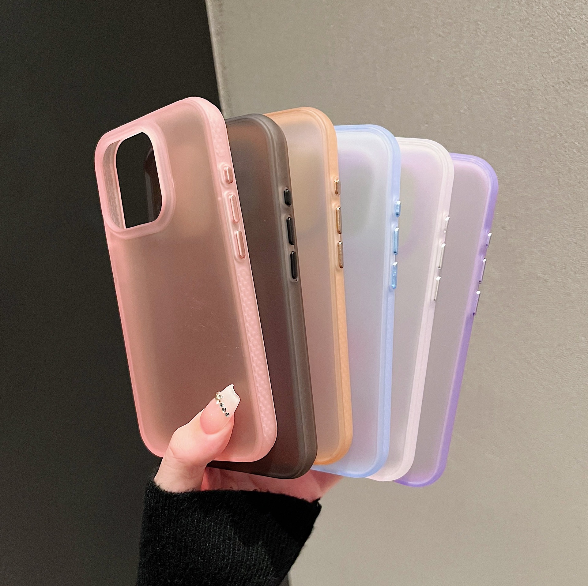 Minimalist Strap Texture Skin Feel Compatible with Apple 16/15 Pro Phone Case Transparent Solid Color iPhone 14/13P Full Coverage