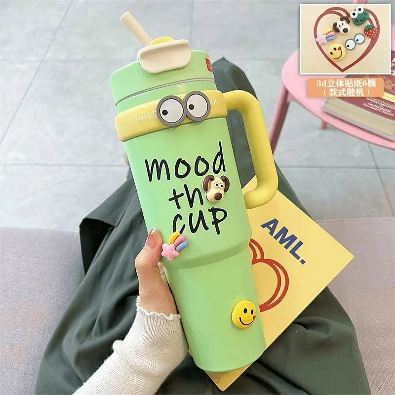 Minimalist Large Capacity Thermos with Handle Giant 316 Double Drink Ice Cup High Appearance Men and Women Straw Water Bottle