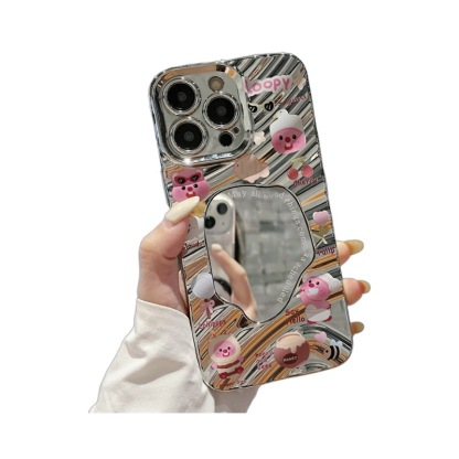 Wave Mirror Compatible with iPhone 16 Cute Beaver Phone Case Apple 11 Electroplated 14 TPU Full Coverage Protective Case