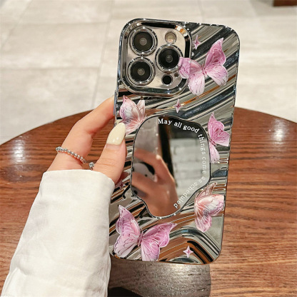 Wave Mirror Compatible with iPhone 16 Cute Beaver Phone Case Apple 11 Electroplated 14 TPU Full Coverage Protective Case