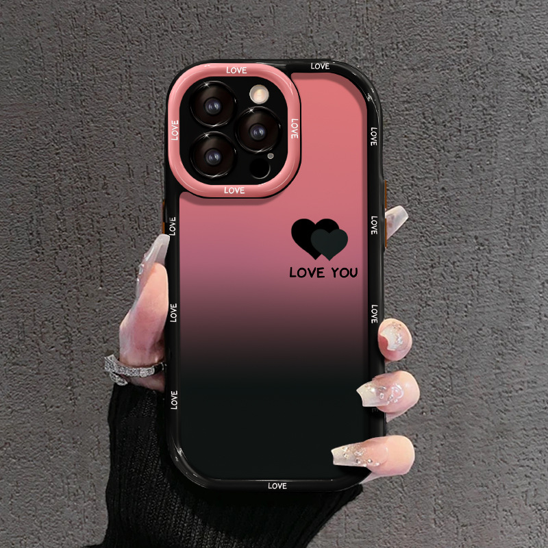 Gradient Love for Apple 16pro Phone Case 15 Acrylic 14 Fine Hole All-Inclusive Drop-Resistant 13 Advanced Sense 7/8