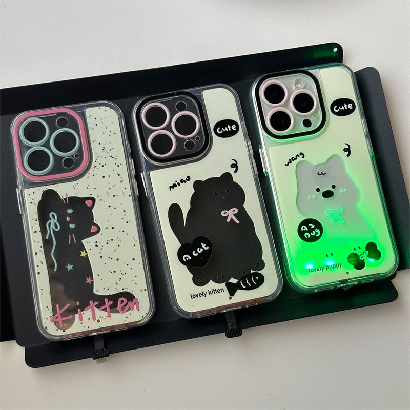 Luminous Splash-Ink Cat for Apple 15 Phone Case Iphone14 New 13promax Personality 12 Cartoon Fashion