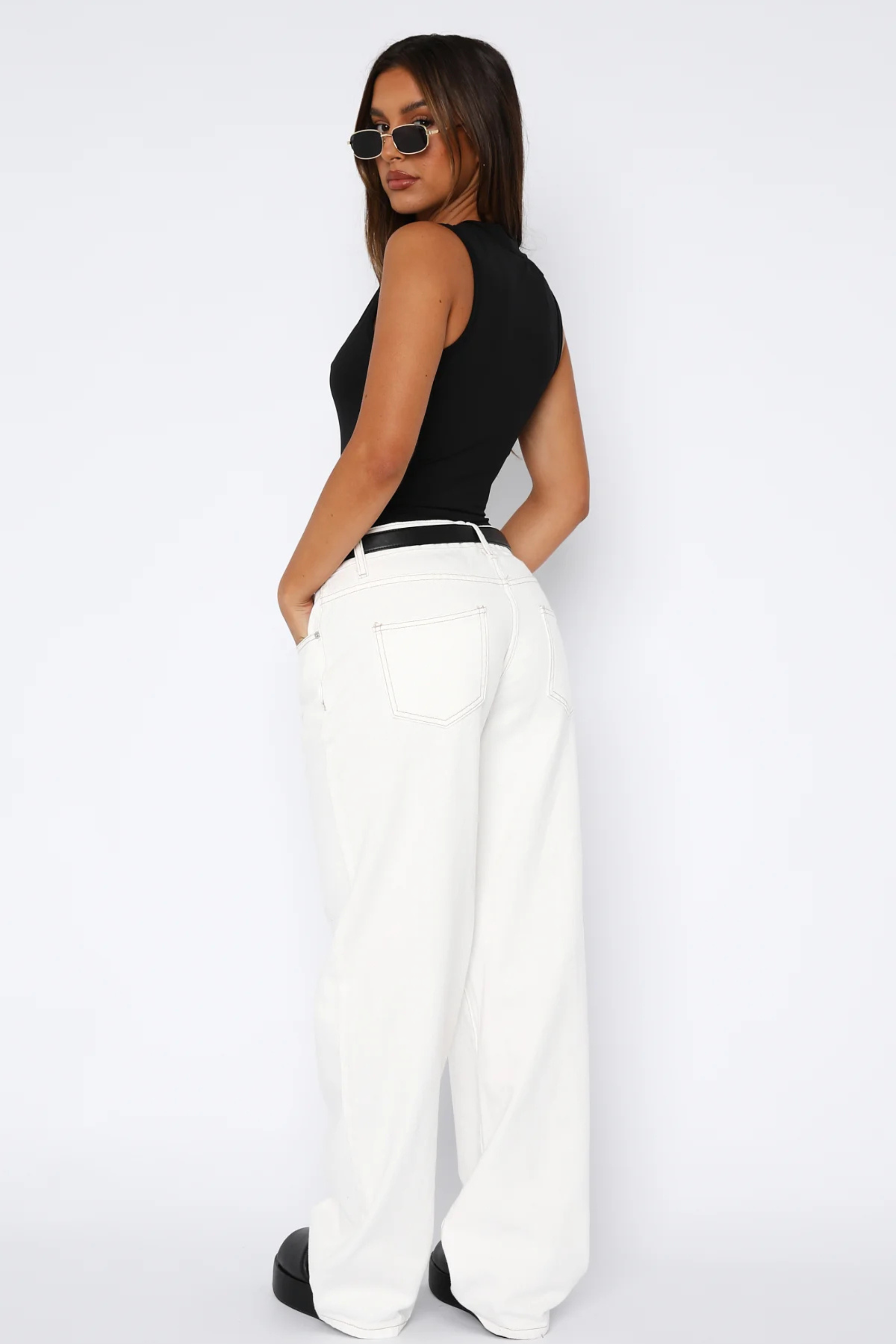 Low Rise Jeans Wide Leg Off White