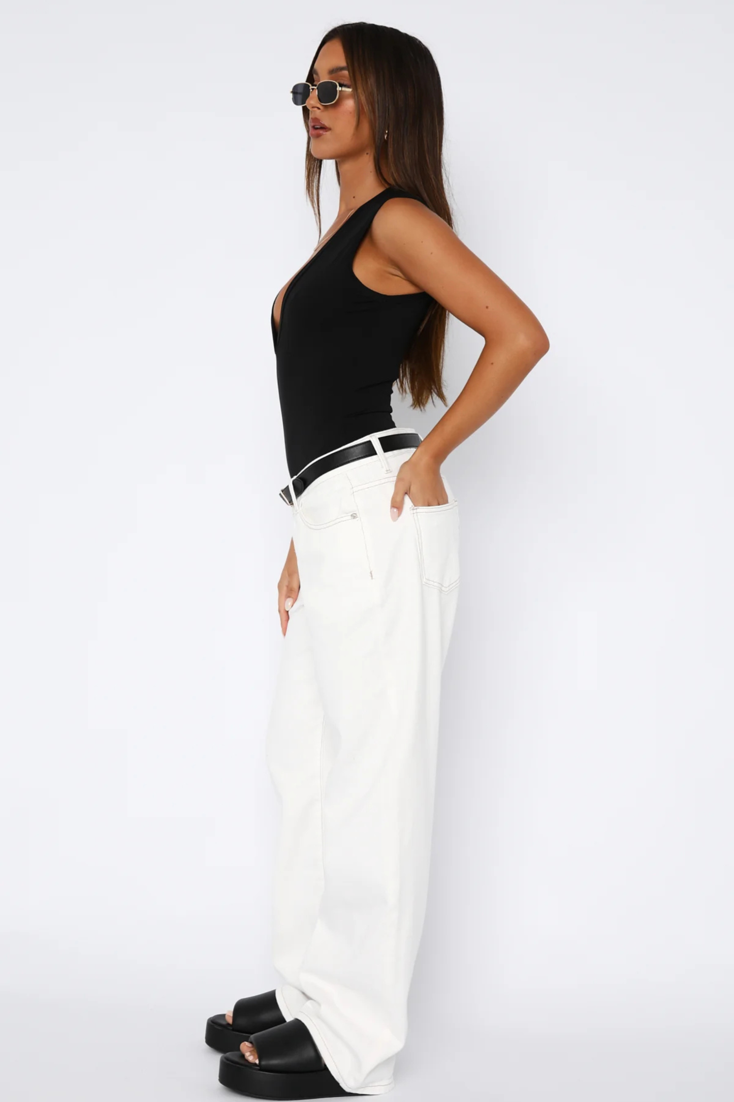 Low Rise Jeans Wide Leg Off White