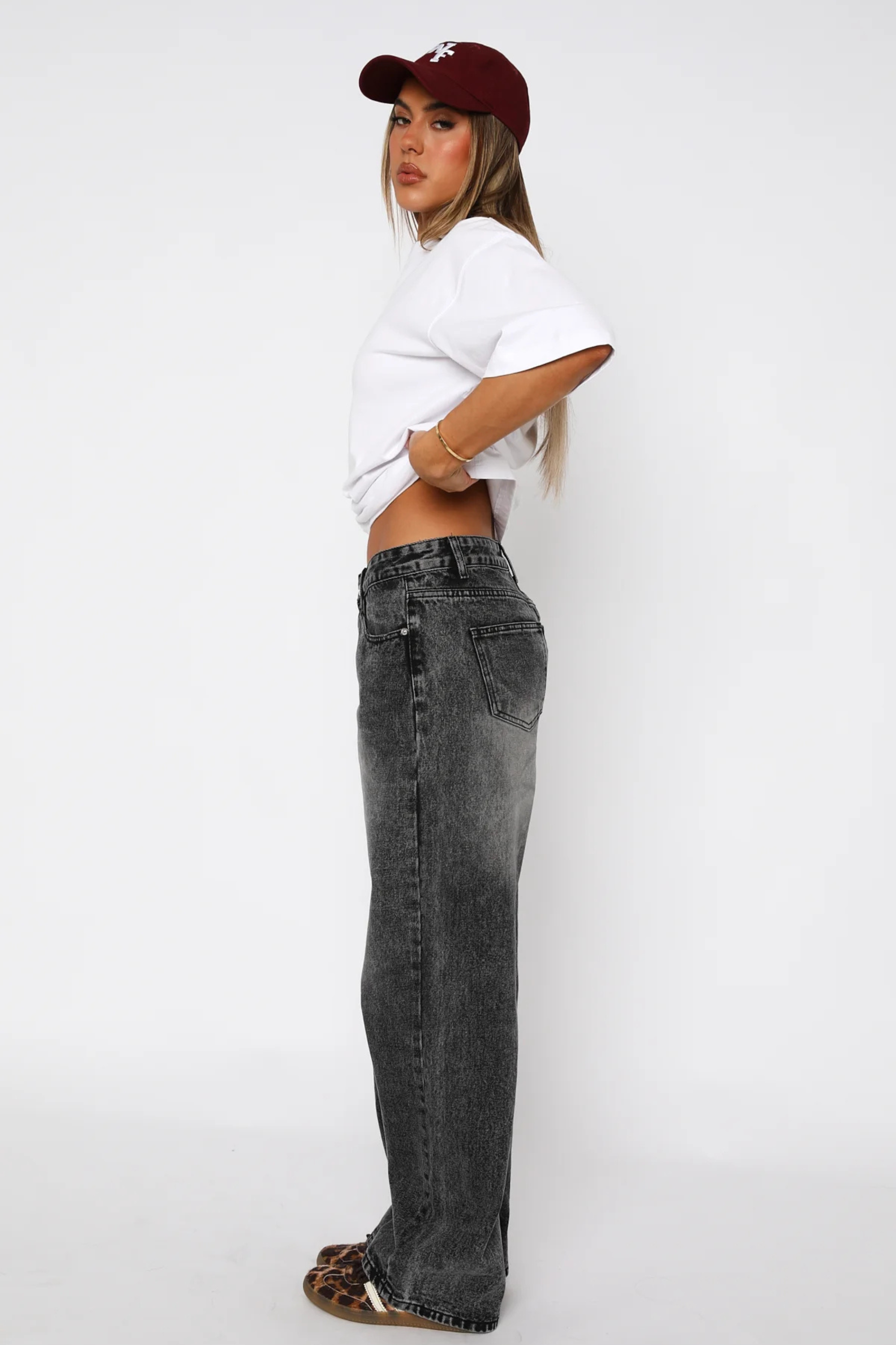 Low Rise Jeans Wide Leg Faded Gray