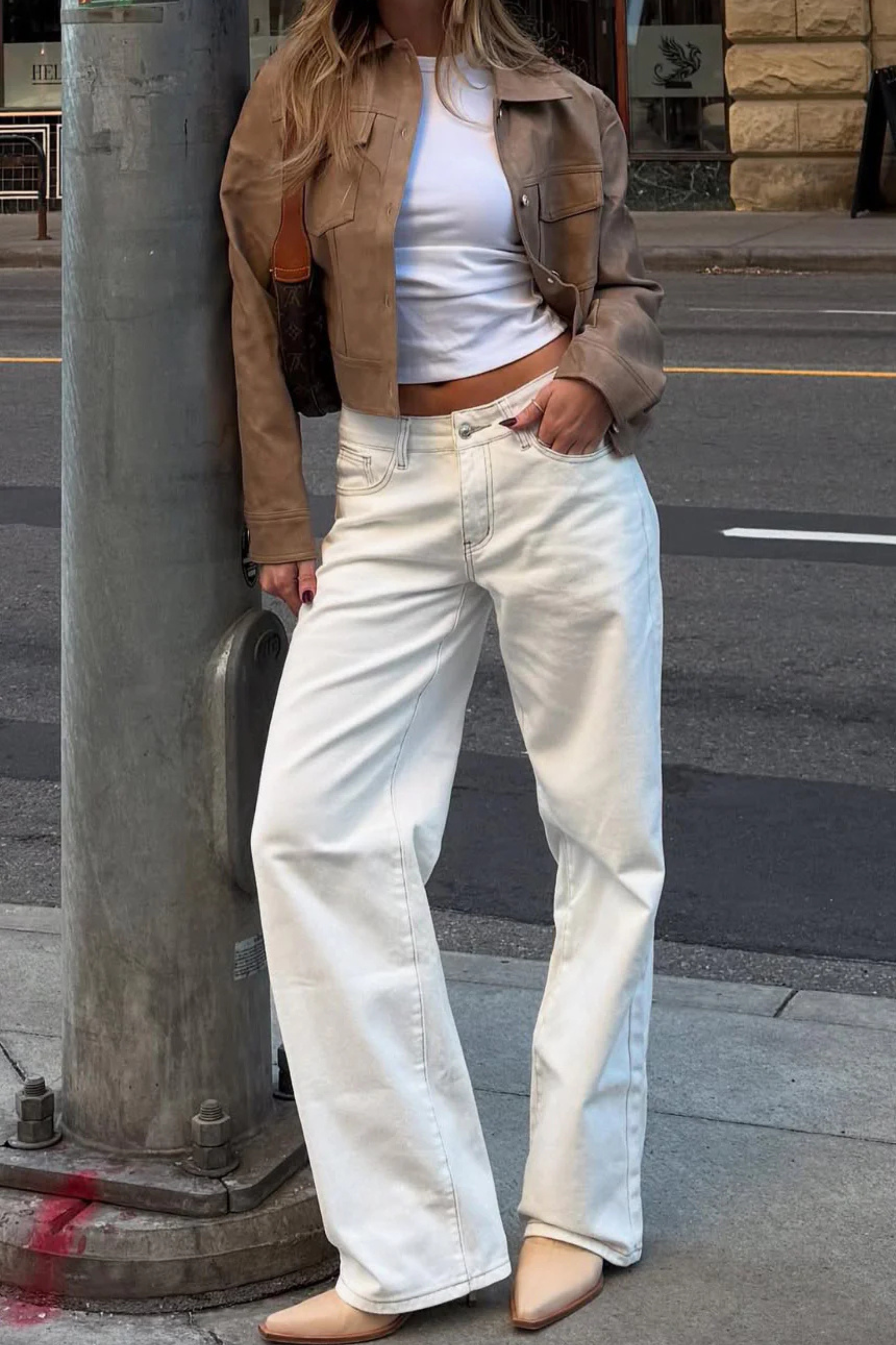 Low Rise Jeans Wide Leg Off White