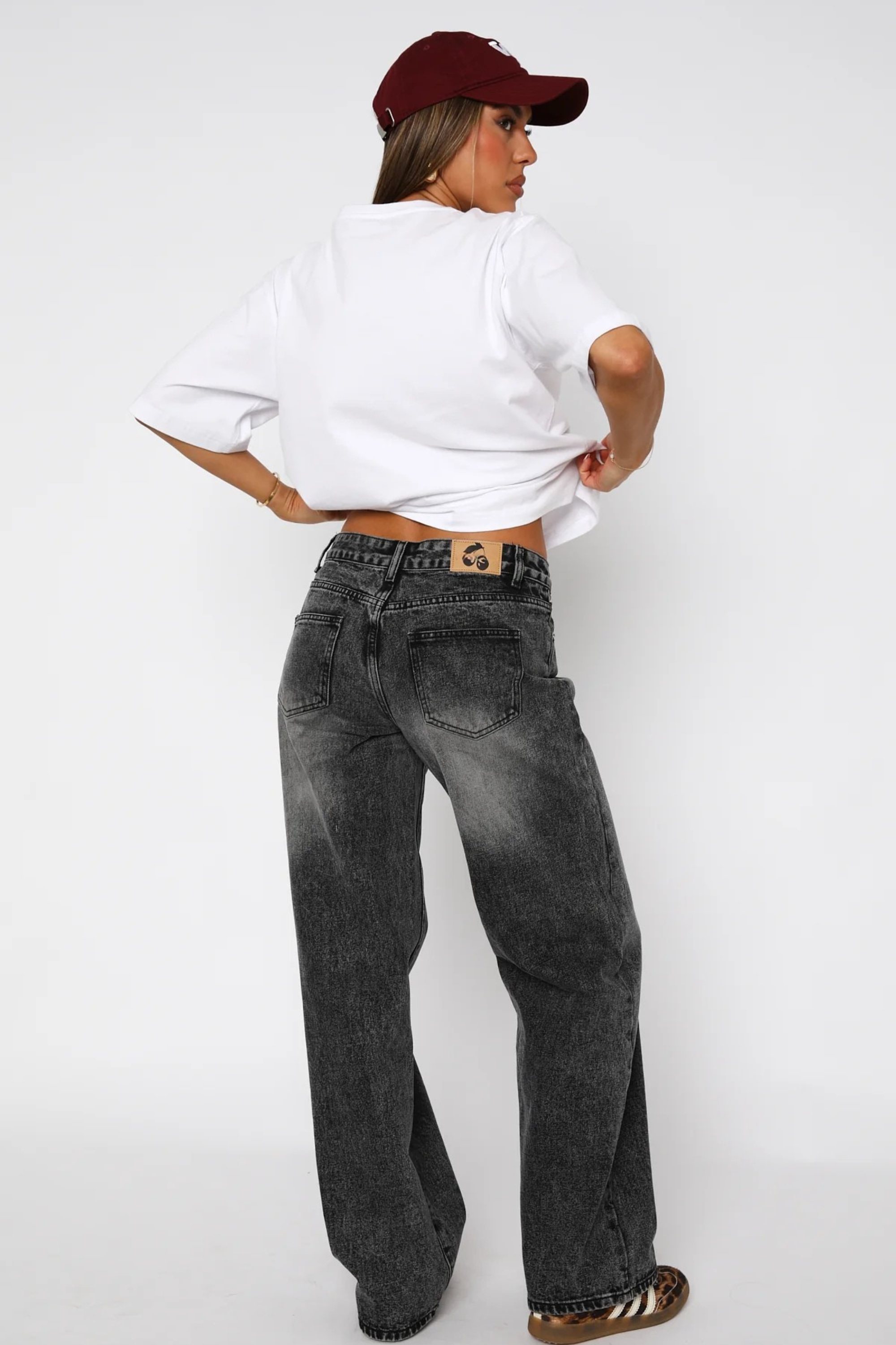 Low Rise Jeans Wide Leg Faded Gray