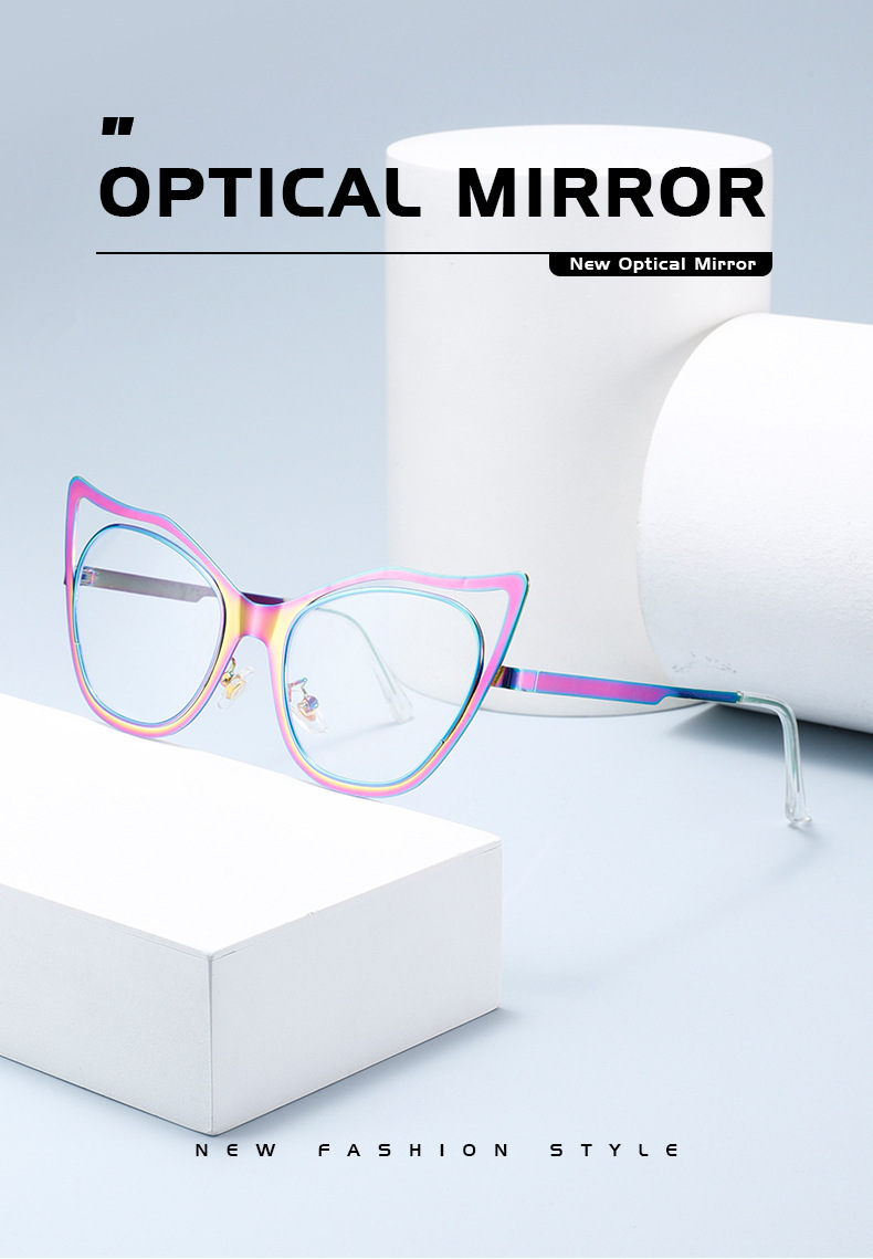 New Fashionable Colorful Cat-Eye Metal Sunglasses(Plano Lens)