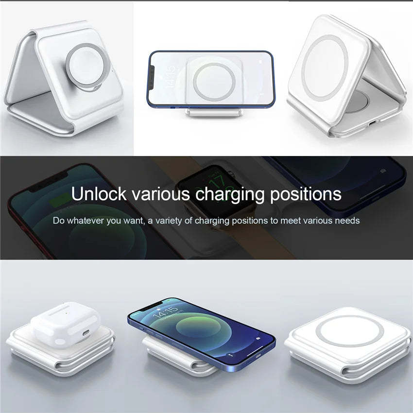 100W 3 in 1 foldable Wireless Charger Pad Stand