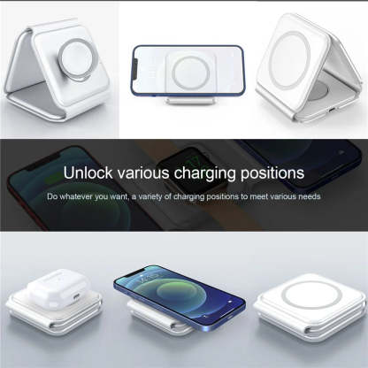 100W 3 in 1 foldable Wireless Charger Pad Stand
